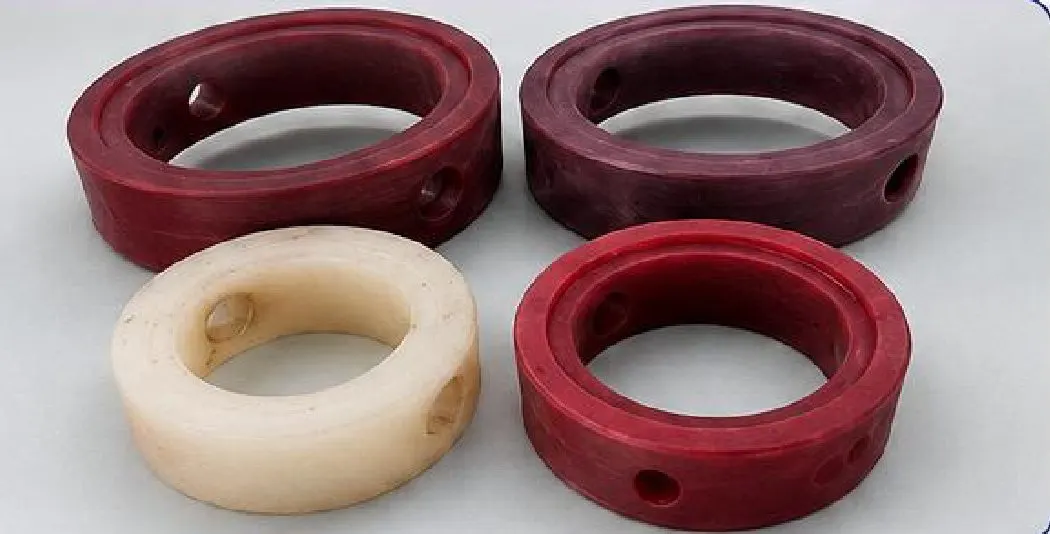 Red and white butterfly valve gaskets in EPDM and silicone rubber