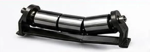 Flat belt training idler with steel rollers and guide brackets