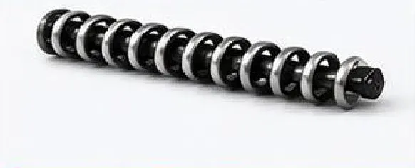 Return belt idler with spaced rubber discs on a steel shaft