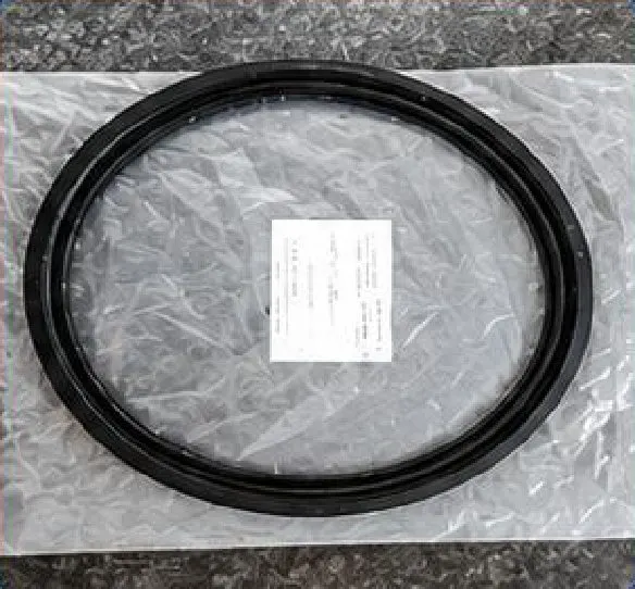 Black rubber manhole gasket for a rail milk tanker