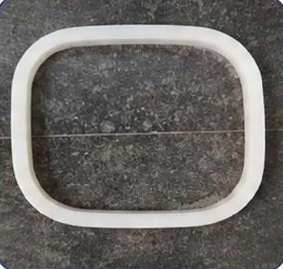 White square silicone manhole gasket for a silo tank, 28 × 20 mm