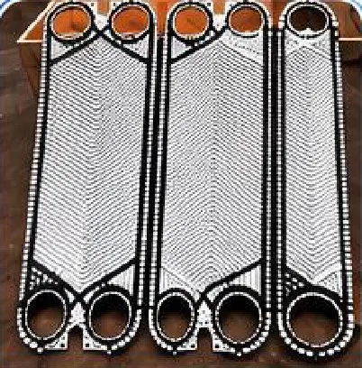 PHE plates fitted with black rubber end plate gaskets
